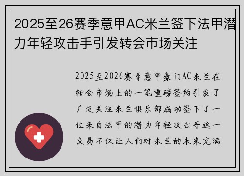 2025至26赛季意甲AC米兰签下法甲潜力年轻攻击手引发转会市场关注